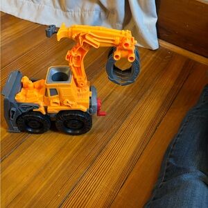 Bright Orange Toy Excavator with Black Accents